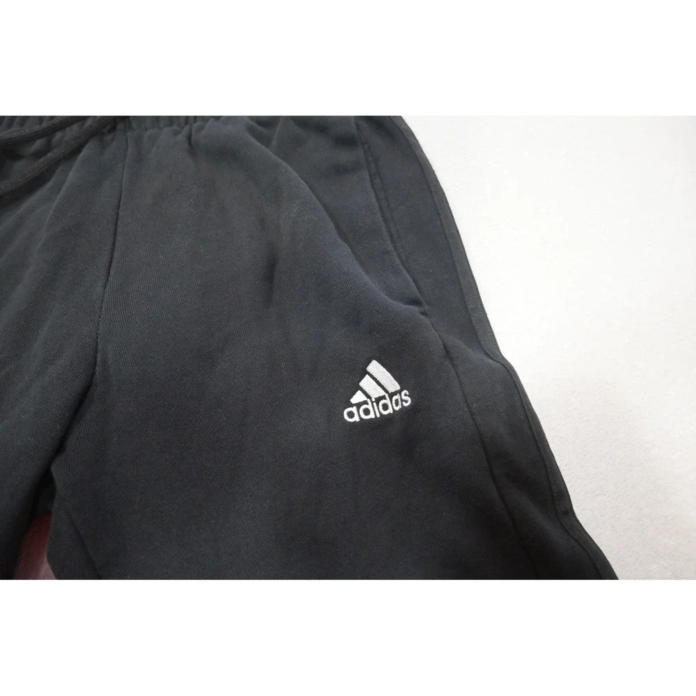 Adidas Joggers Mens Medium Black 3-Stripe Tapered Cuffed Sweatpants‎ Excellent